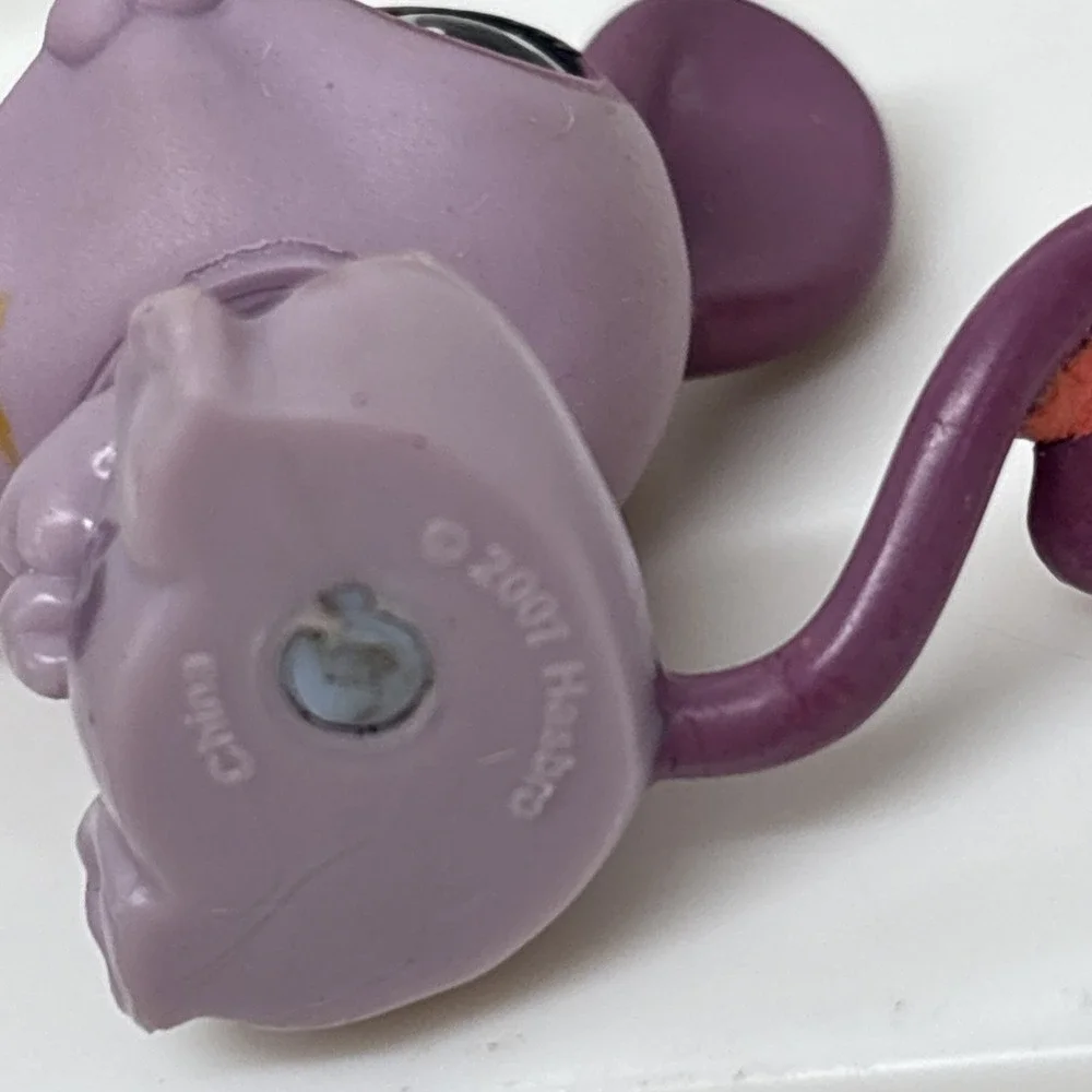 Littlest Pet‎ Shop LPS Purple Mouse #463 Green Eyes Hasbro 2007 Authentic